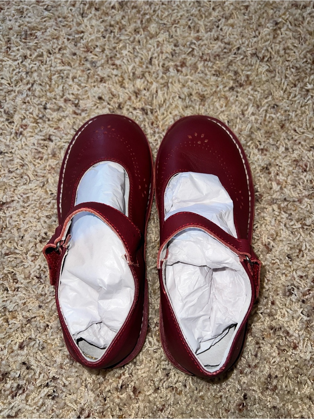 L'Amour Girls' Mary Jane Shoes in Burgundy Red